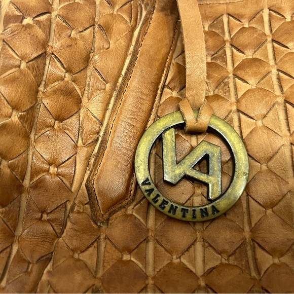 Valentina Tan Leather Basket Weave Hobo Bag - Picture 3 of 14